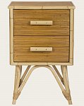 TRO030 - SPLIT CANE BAMBOO BEDSIDE TABLE WITH TWO DRAWERS (2)