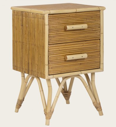 TRO030 - SPLIT CANE BAMBOO BEDSIDE TABLE WITH TWO DRAWERS (1)