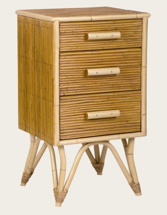 TRO030A - SPLIT CANE BEDSIDE TABLE WITH THREE DRAWERS (1)