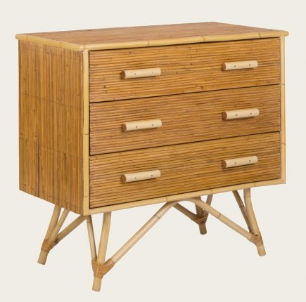 TRO041 - SPLIT CANE BAMBOO CHEST WITH THREE DRAWERS (1)