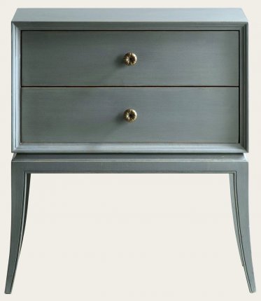 MID0033 - BEDSIDE TABLE WITH TWO DRAWERS & BRASS PULLS (2)
