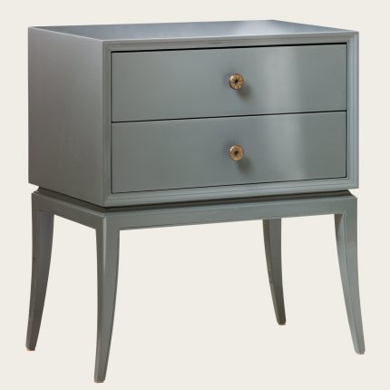 MID0033 - BEDSIDE TABLE WITH TWO DRAWERS & BRASS PULLS (4)