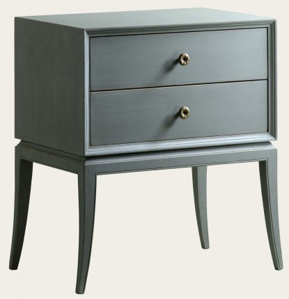 MID0033 - BEDSIDE TABLE WITH TWO DRAWERS & BRASS PULLS (1)