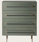 MID046 - CHEST WITH FOUR DRAWERS WICKER HANDLES BRASS TRIM & LEGS (2)