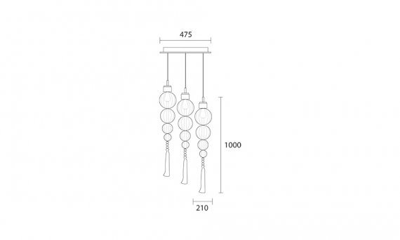 Medina 3 Light Pendant Fitting (2)